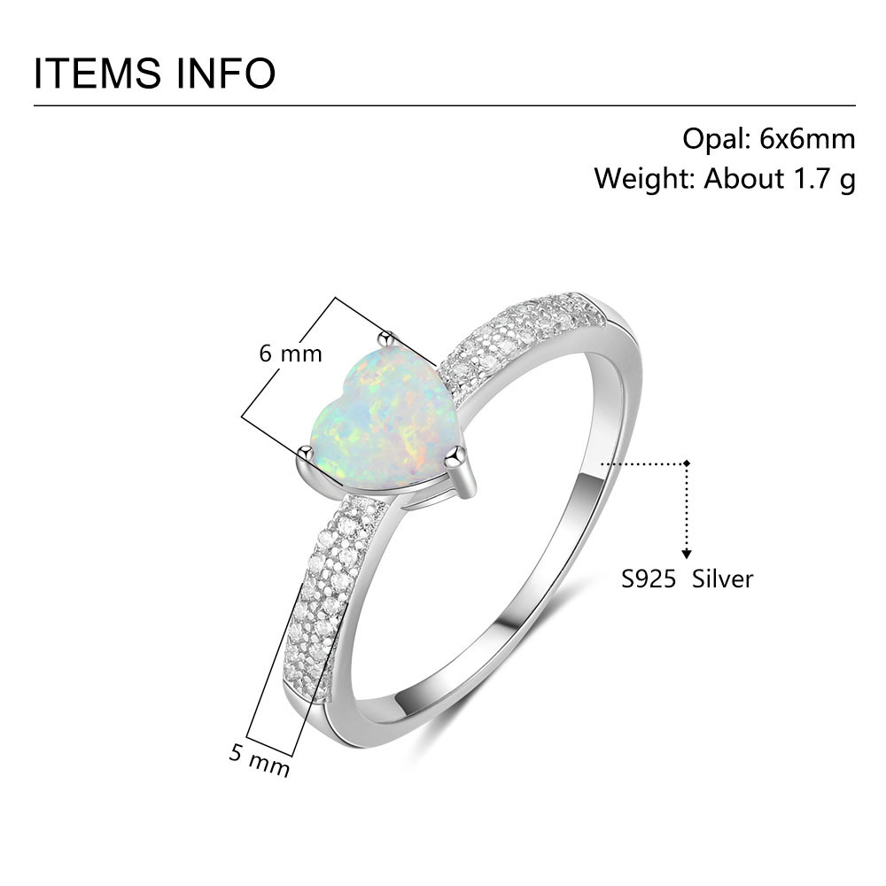 Sotiya Heart Cut Opal Side Stone Engagement Ring Sterling Silver-Sotiya