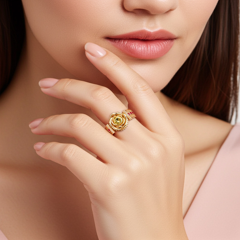 Sotiya Best Buds Rose Round Cut Engagement Ring Sterling Silver-Sotiya