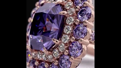 Sotiya Double Halo Amethyst Purple Asscher Cut Engagement Ring Sterling Silver