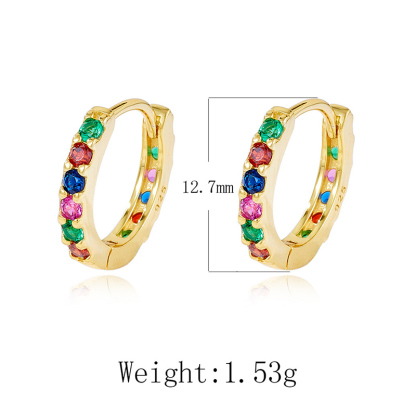 Sotiya Multi Color Rainbow Huggie Hoop Earrings Sterling Silver-Sotiya