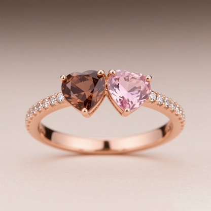Sotiya Toi et Moi Heart Cut Two Stone Coffee and Morganite Promise Ring Sterling Silver-Sotiya