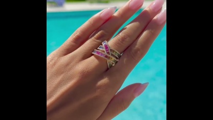 Sotiya Multi Colored Emerald Cut Women's Wedding Ring Sterling Silver