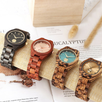 Sotiya Vintage Zebrawood Sandalwood Quartz Coffee Wooden Watch-Sotiya