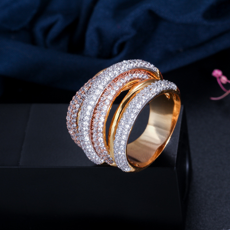 Sotiya Unique Intertwined Five-row Cocktail Ring-Sotiya