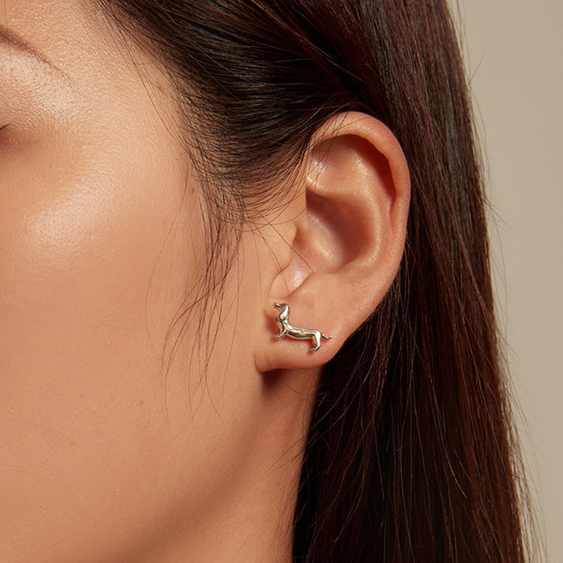 Sotiya Cute Dachshund Dog Stud Earrings Sterling Silver-Sotiya