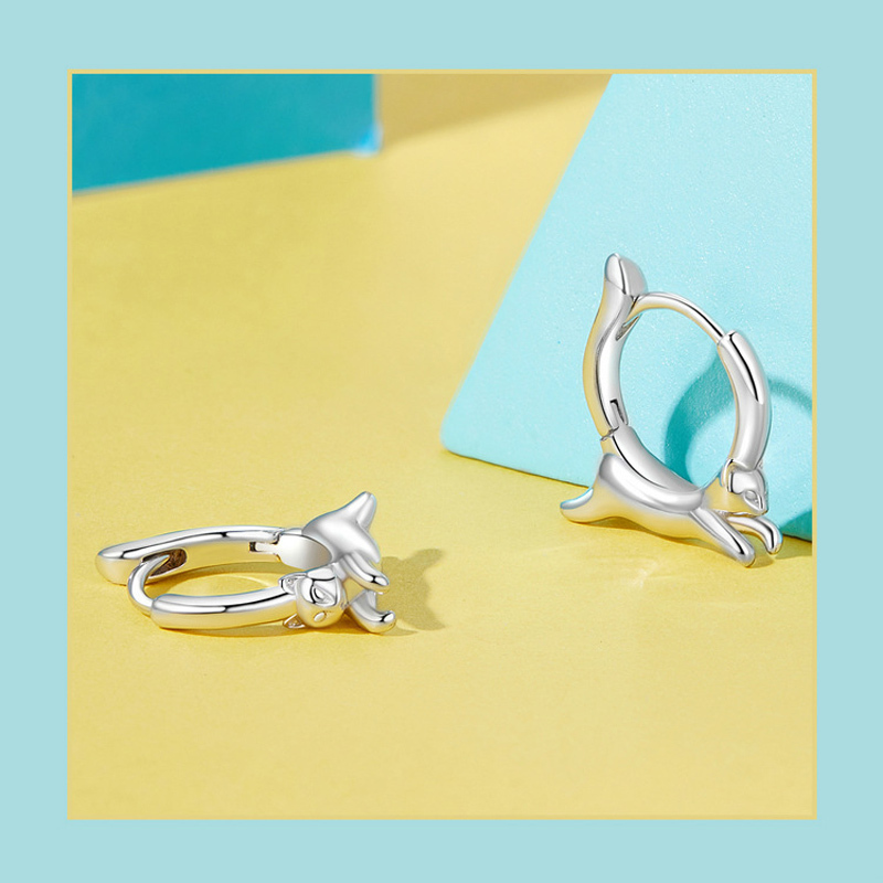 Sotiya Cute Cat Hoop Earrings Sterling Silver-Sotiya