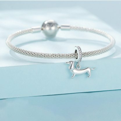 Sotiya Cute Dachshund Dog Dangle Charm Pendant Sterling Silver-Sotiya
