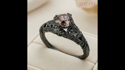 Sotiya Vintage Solitaire Coffee Round Cut Engagement Ring Sterling Silver