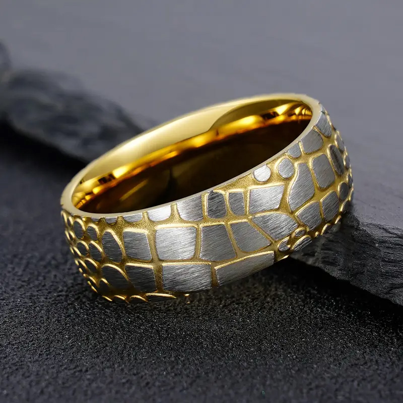 Sotiya Titanium Superconductor Design Gold/Rose Gold Plated Men's Wedding Band-Sotiya