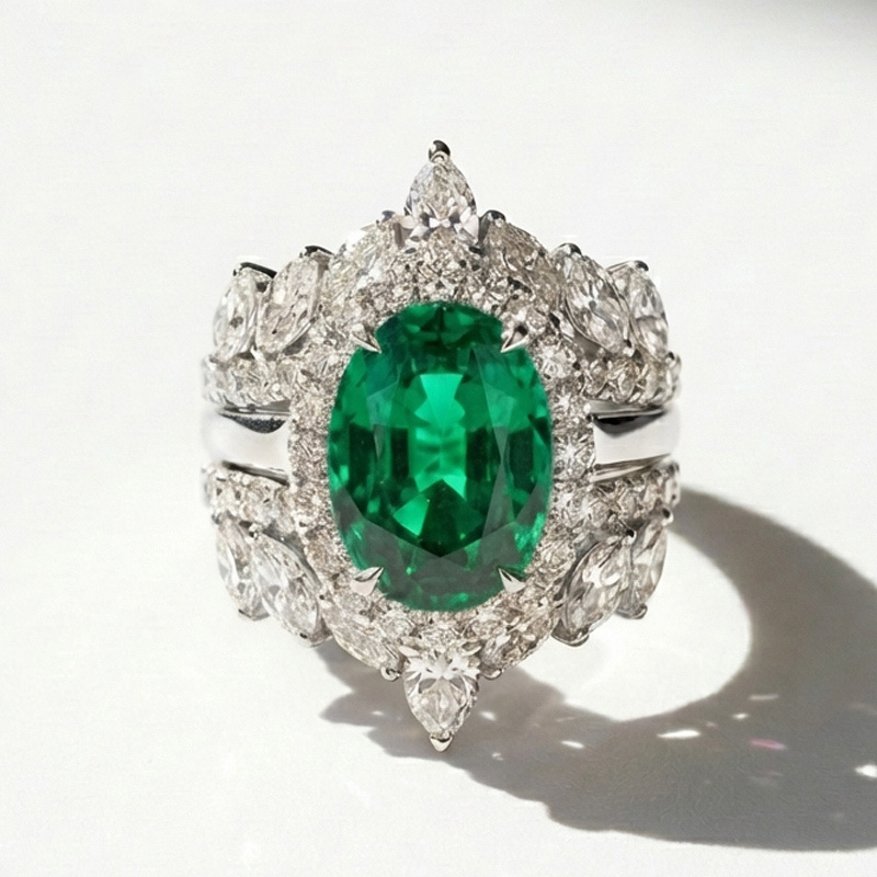 Sotiya 3PC Halo Oval Cut Coffee Wedding Bridal Ring Set Sterling Silver-Sotiya