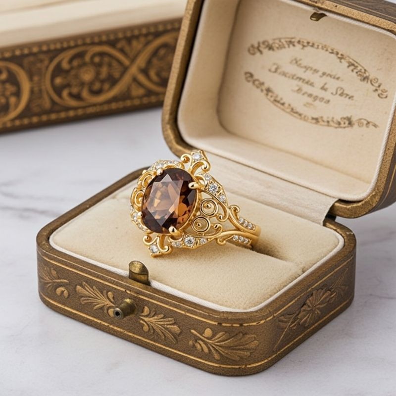 Sotiya Rococo Oval Cut Coffee Engagement Ring Sterling Silver-Sotiya