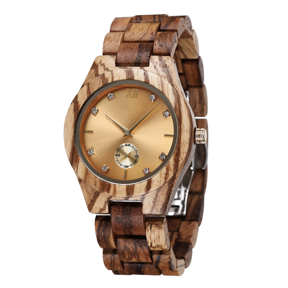 Sotiya Vintage Zebrawood Sandalwood Quartz Coffee Wooden Watch-Sotiya