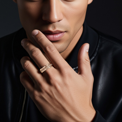 Sotiya Fancy Round Cut Coffee Men's Wedding Ring Eternity Band 14k Rose Gold Sterling Silver-Sotiya