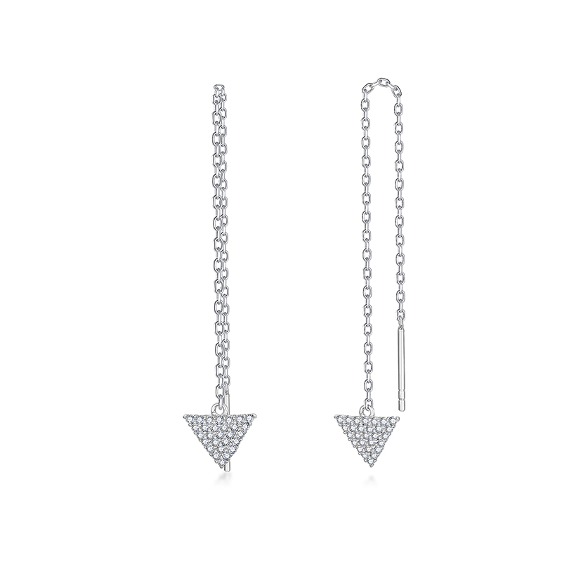 Sotiya Hollow Triangle Design Moissanite Drop Earrings Sterling Silver-Sotiya