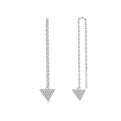 Sotiya Hollow Triangle Design Moissanite Drop Earrings Sterling Silver-Sotiya