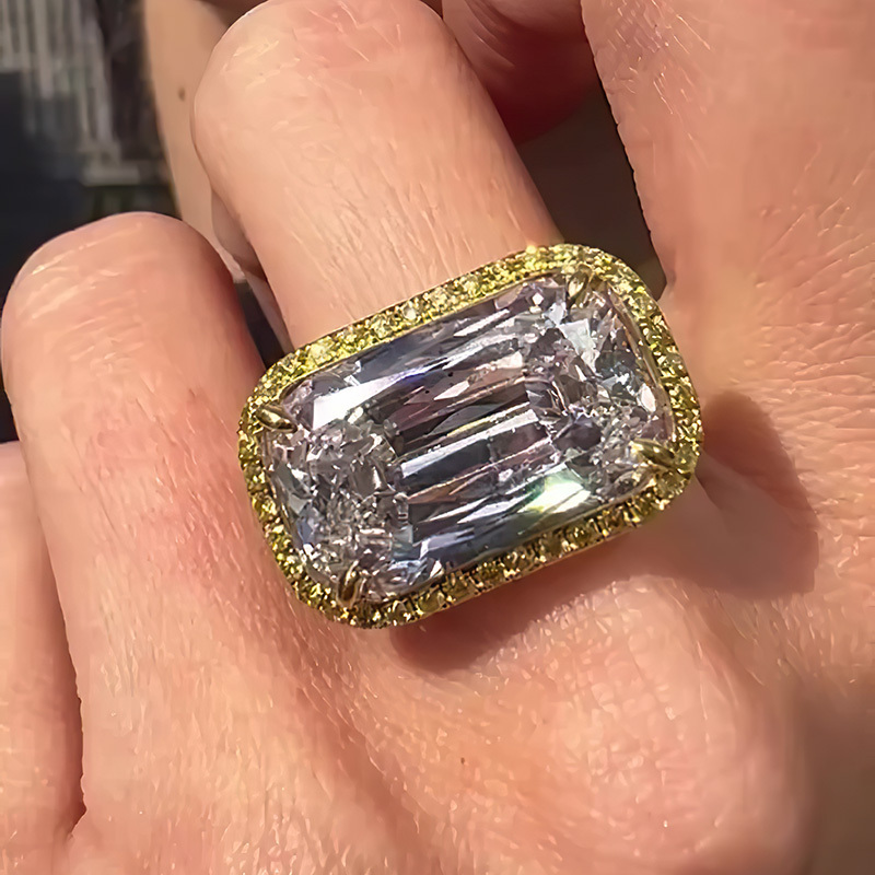 Sotiya Halo Radiant Cut East West Engagement Ring Sterling Silver-Sotiya