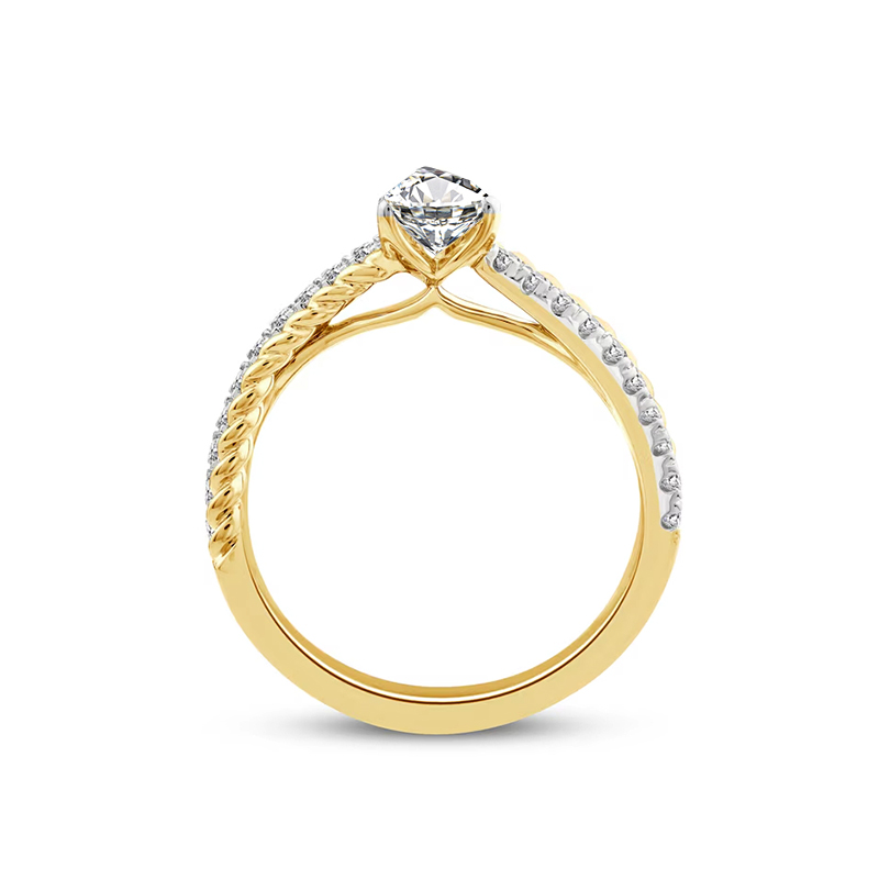 Sotiya Two Tone Curved Shank Pear Cut Engagement Ring Sterling Silver