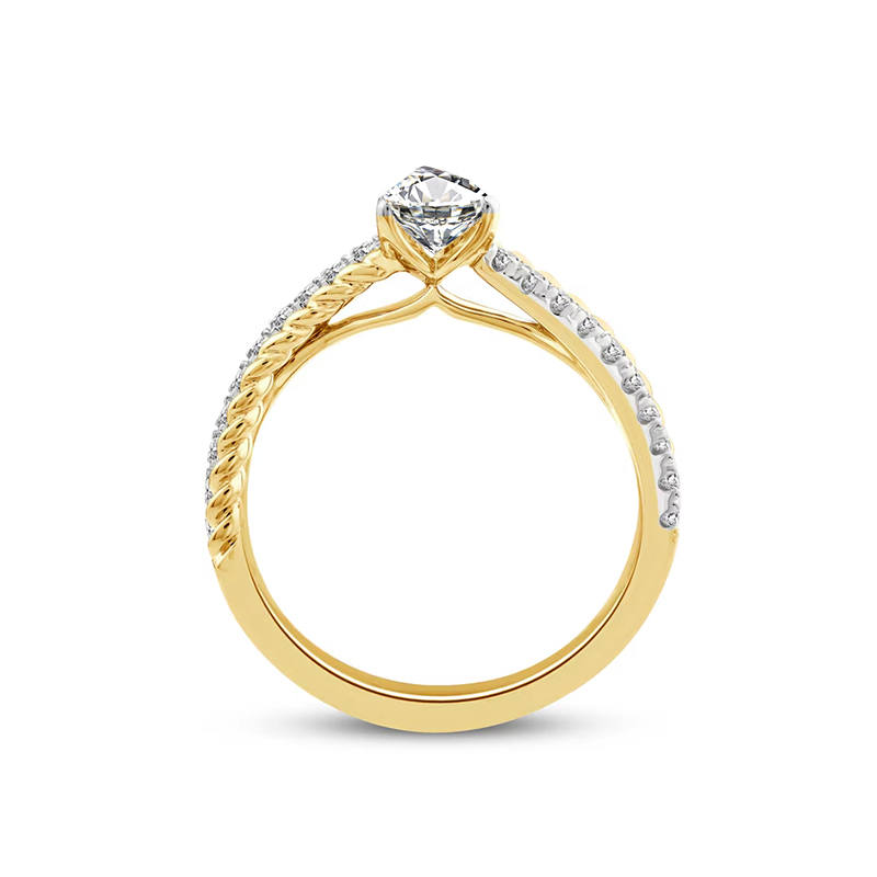 Sotiya Two Tone Curved Shank Pear Cut Engagement Ring Sterling Silver