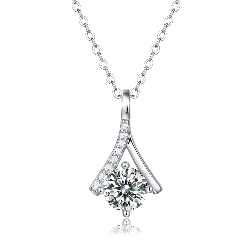 Sotiya Classic Twist Round Cut Moissanite Necklace Sterling Silver-Sotiya