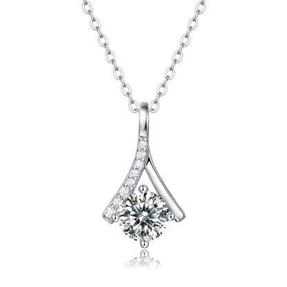 Sotiya Classic Twist Round Cut Moissanite Necklace Sterling Silver-Sotiya