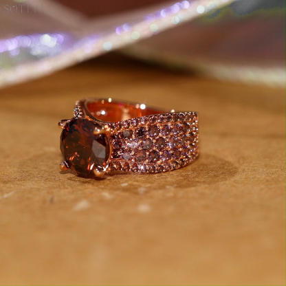 Sotiya Sidestones Round Cut Coffee Engagement Ring Sterling Silver