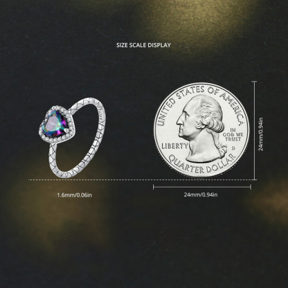 Sotiya Halo Heart Cut Rainbow Stone Engagement Ring Sterling Silver-Sotiya