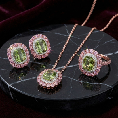 Sotiya Double Halo Cushion Cut Jewelry Set Sterling Silver-Sotiya