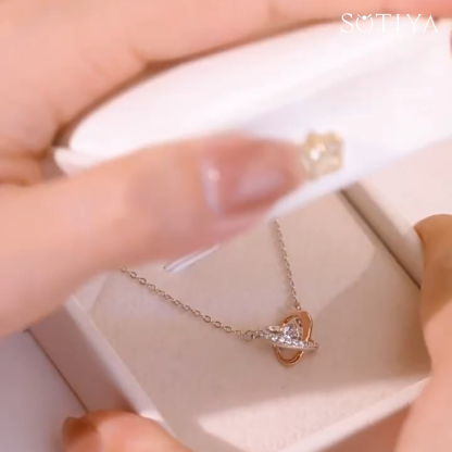 Sotiya Two Tone Heart Shape Dancing Heart Necklace Sterling Silver