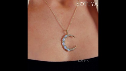 Sotiya Blue Opal Moon Necklace Sterling Silver