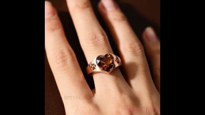 Sotiya Pet Cat Dog Paw Solitaire Coffee Heart Cut Engagement Ring Sterling Silver