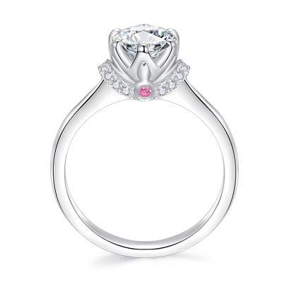 Sotiya Round Cut Moissanite Engagement Ring Sterling Silver-Sotiya