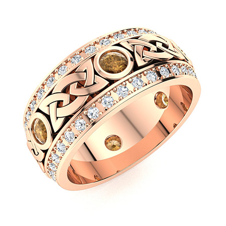 Sotiya Vintage Celtic Knot Round Cut Coffee Unisex Eternity Ring Sterling Silver