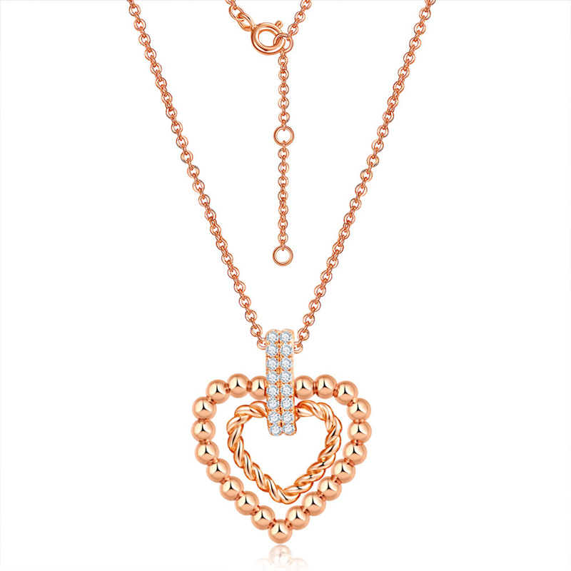 Sotiya Bead & Twisted Rope Design Heart Necklace Sterling Silver-Sotiya