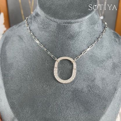 Sotiya Lock Design Moissanite Necklace Sterling Silver