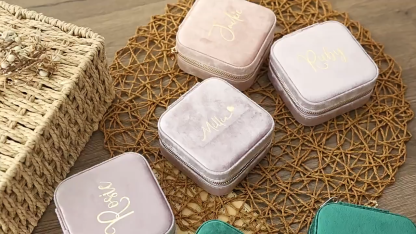 Sotiya Customized Gold Stamping Name Velvet Jewelry Box