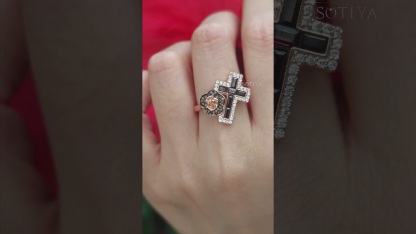 Sotiya Rose Design Faith Cross Coffee Cocktail Ring Sterling Silver