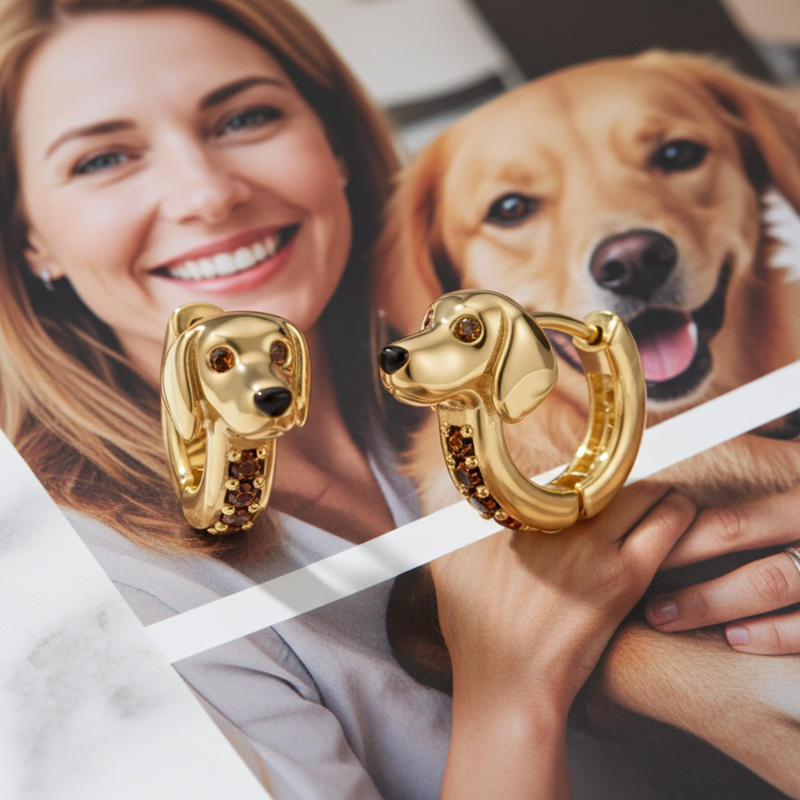 Sotiya Dachshund Coffee Hoop Earrings-Sotiya
