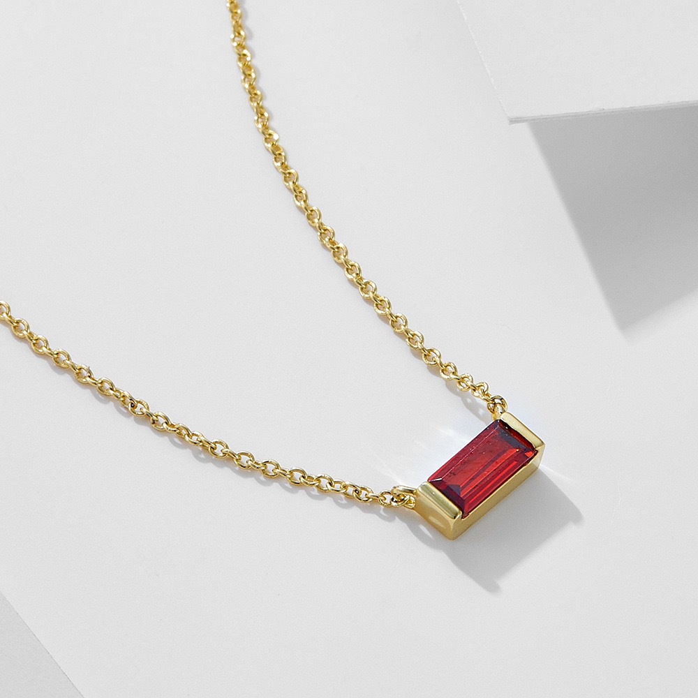 Sotiya 12 Birthstones Emerald Cut Necklace Sterling Silver-Sotiya