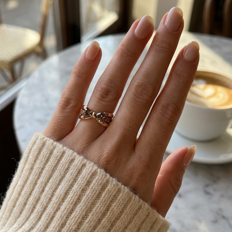 Sotiya Bowknot Trillion Cut Coffee Promise Ring Sterling Silver-Sotiya