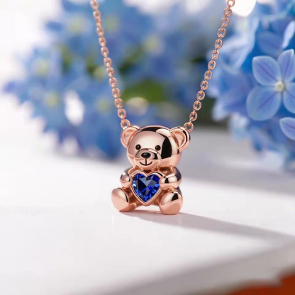 Sotiya Best Buds Embrace Love Teddy Bear Heart Cut Necklace Sterling Silver-Sotiya