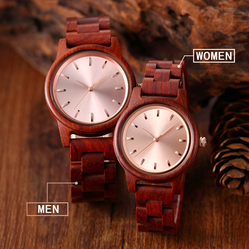 Sotiya Green/Blue/ Pink Dial Quartz Coffee Wooden Couple Watch-Sotiya