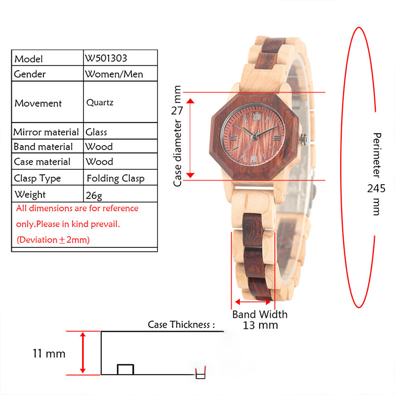 Sotiya Maple and Red Sandalwood Quartz Exquisite Ultra-thin Coffee Brown Wooden Watch-Sotiya