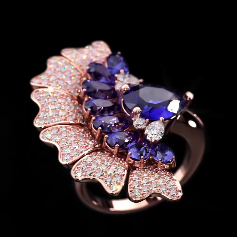 Sotiya Peacock Inspired Pear Cut Cocktail Ring Sterling Silver-Sotiya