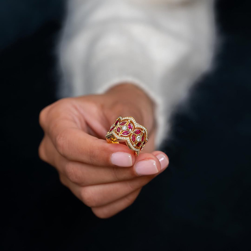 Sotiya Round and Marquise Cut Flower Ring Sterling Silver-Sotiya