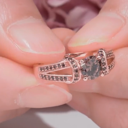 Sotiya Unique Design Round Cut Chocolate Engagement Ring Sterling Silver