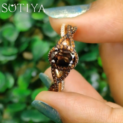 Sotiya Halo Oval Cut Coffee Twist Shank Engagement Ring Sterling Silver