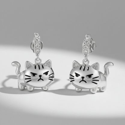 Sotiya Grumpy Cat Drop Earrings-Sotiya
