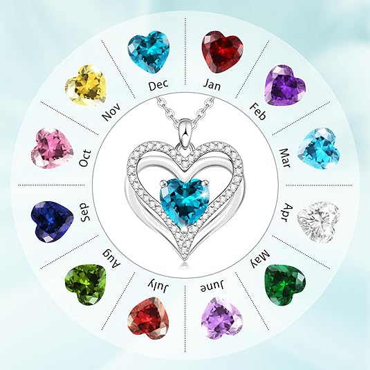 Sotiya 12 Birthstones Intertwined Heart Cut Necklace Sterling Silver-Sotiya