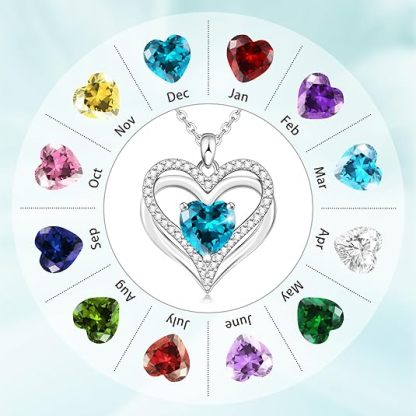 Sotiya 12 Birthstones Intertwined Heart Cut Necklace Sterling Silver-Sotiya