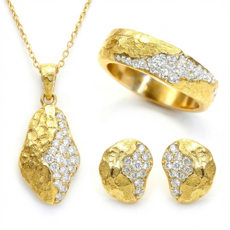 Sotiya Vintage Matte Finish Irregular Shape Jewelry Set Sterling Silver-Sotiya